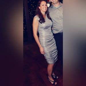 Express medium silver semi formal dress